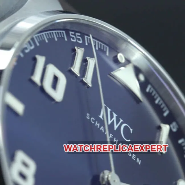 ZF FactoryIWC top-tier watch big pilot series automatic movement men's blue dial brown belt front view