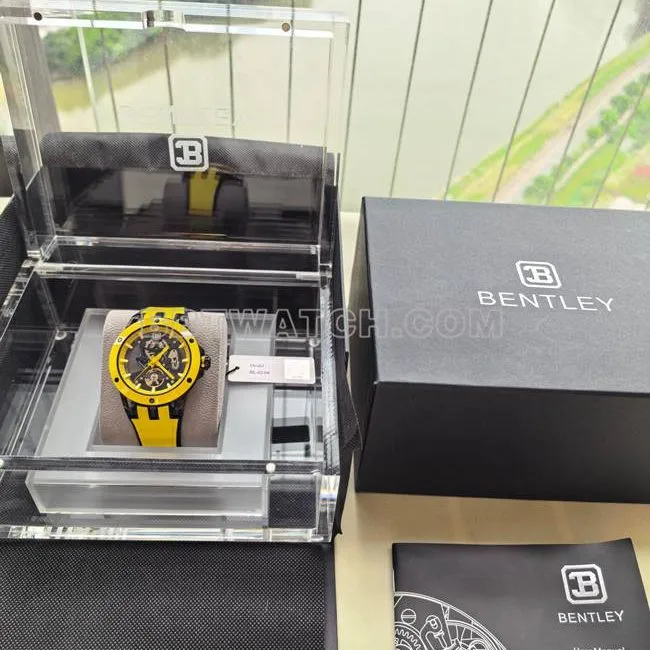 top-tier watch Bentley BL-62 peak yellow rubber braceletfront live photo