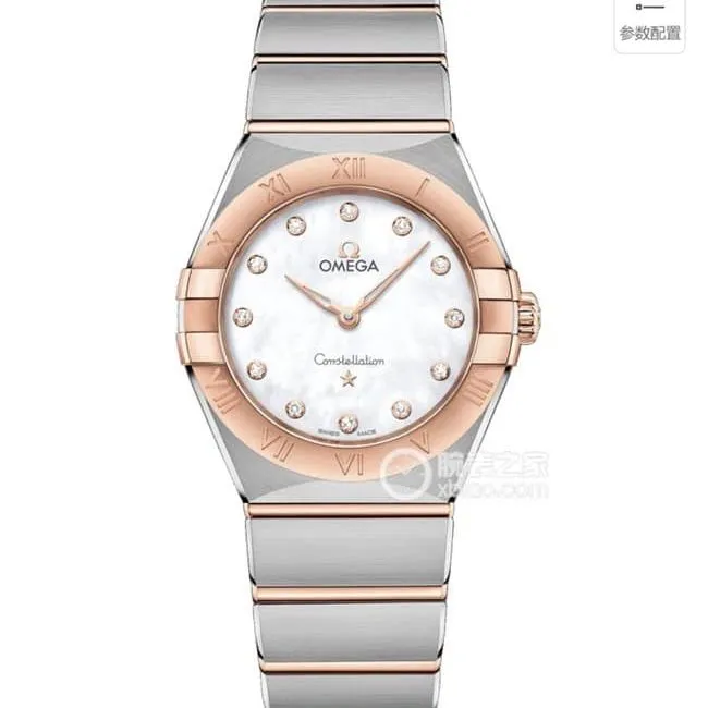 TW factory top-tier replicaOmega watch constellation series quartz women's white dialsteel bracelet watch detail shots