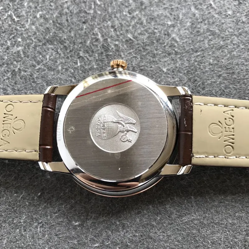 Omegatop-tierhigh-quality watch De Ville series men's white leather strap mechanical watch bracelet picture