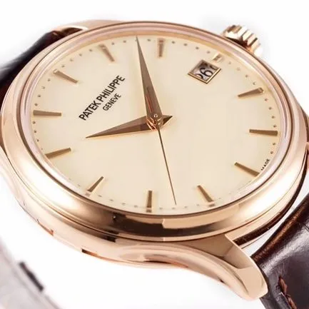 ZF Factorytop-tier watch Patek Philippe men's gold plate brown belt classical series automatic movementleather strap watch movement picture