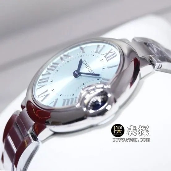 GTG Cartier blue balloon watch ladies light blue dialsteel bracelet model pictures and prices caseback live photo