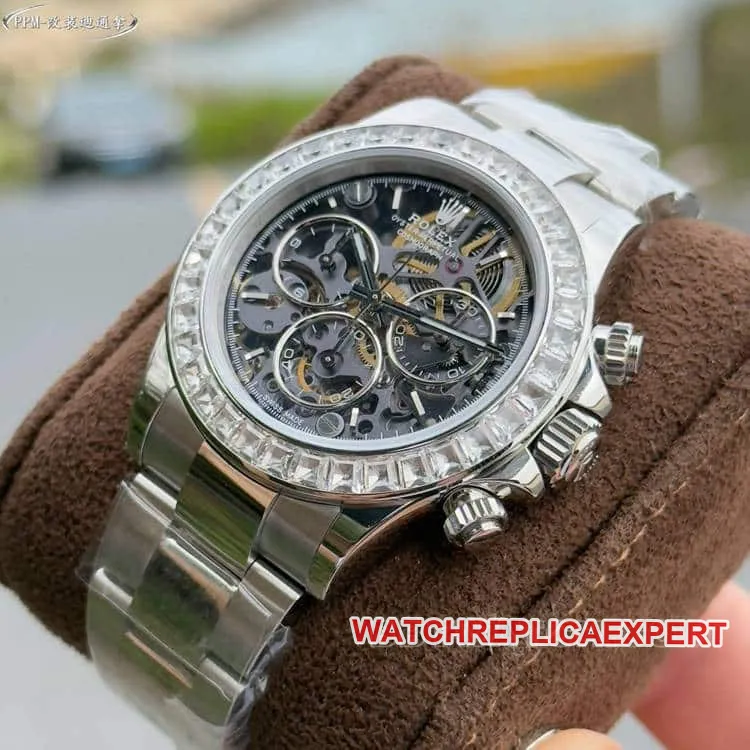 PPMRolexDaytonatop-tier 1:1super hollow dialdiamond bezelsteel bracelet front live photo