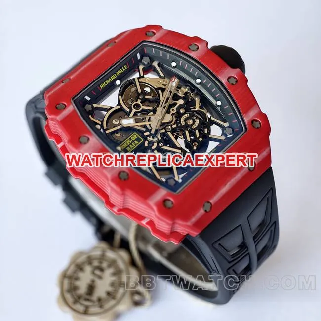 1:1replica watch RM35-02 UMI factory Richard Mille red shell black belt side live photo