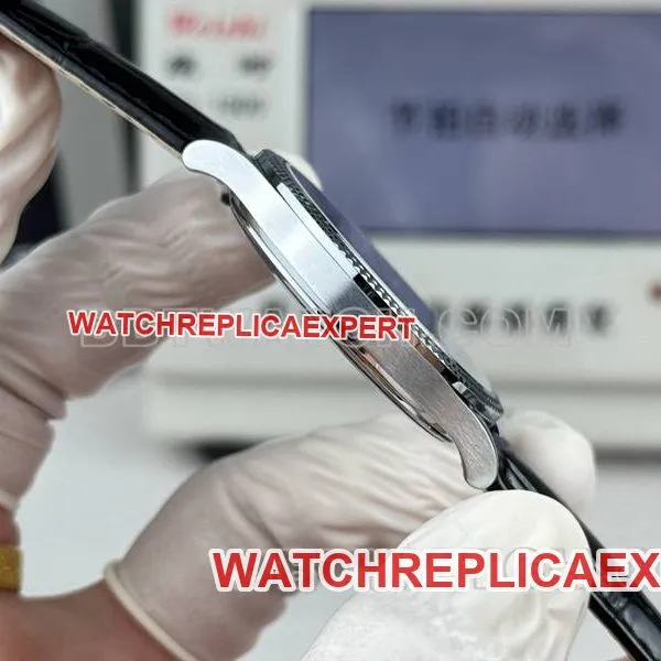 Patek Philippe1:1replica watch SDF factory classic black dial nail pattern ring 39mmleather strap caseback live photo