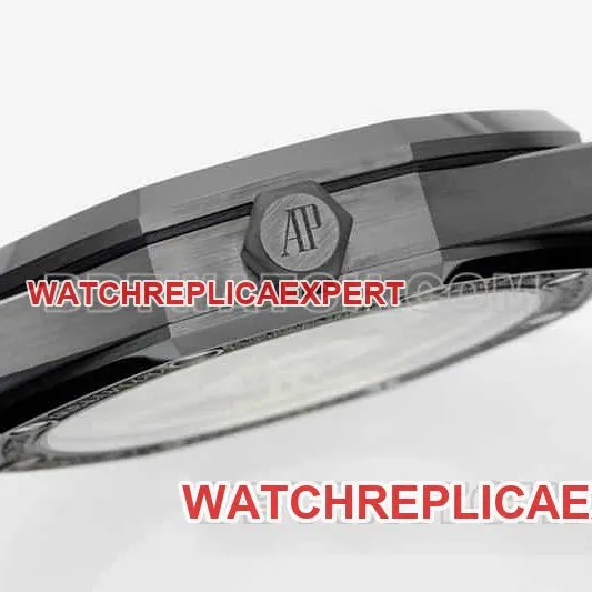 APS factory Audemars PiguetRoyal Oak1:1super cloneblack dial black ceramic15500side live photo
