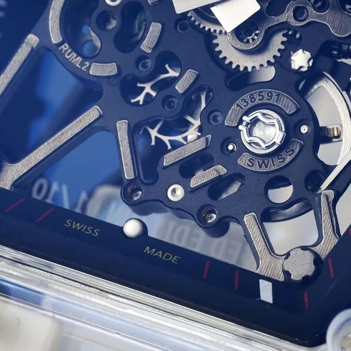 Richard Mille men's top-tier watch transparent hollow disc rubber model RM35-01braceletlive photos