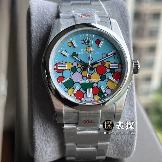 Rolex classic watch, krf Oyster Perpetual watch, front live photo