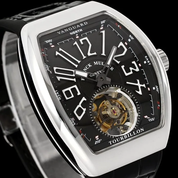 RMS factory Frank Muller men's top-tier 1:1high-quality watch black dial flywheel leather strap model V45caseback live photo