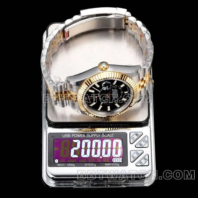 collectible watch RolexAR+ factory pilot black dial mechanical room gold side live photo