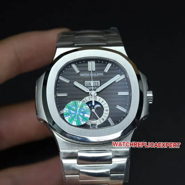 GR factory top-tier replicaPatek PhilippeNautilus sports elegant series 5726/1A-001 men's black dialsteel braceletautomatic movement watch movement picture