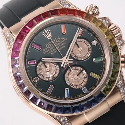 top-tier replicaRolex men's black dialrubber strapDaytona automatic movement watch clasp picture