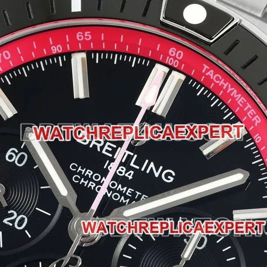 Breitling's collectible watch TF factory mechanical chronograph black and red plate 44mm steel bracelet model side live photo