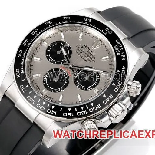 collectible watch JF factory Rolex Daytona gray plate 4131 mechanical 40mm rubber braceletfront live photo