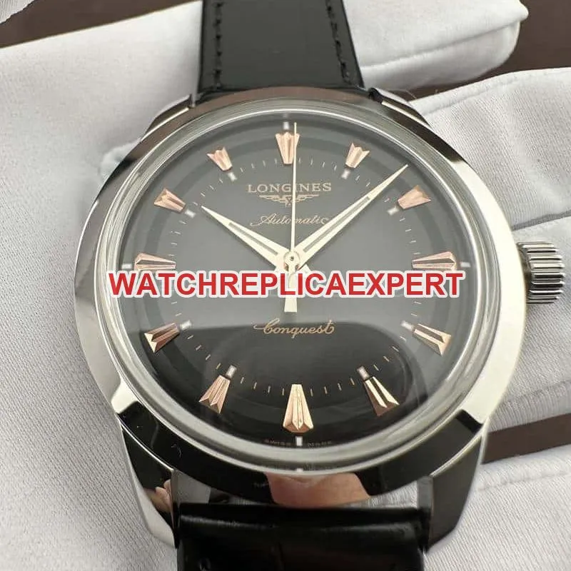 AF FactoryLongines Concas 1:1super cloneblack dialleather strap model L1.649.4.52.2caseback live photo