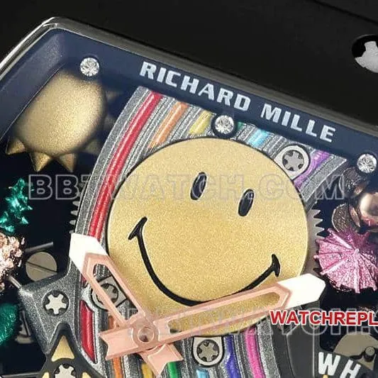 Richard Mille men's smiley tourbillon black shell black rubber RM 88front live photo