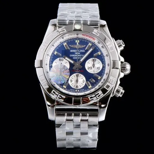 Breitlingtop-tierhigh-quality watch aviation chronograph series AB011011 men's steel braceletblue dial mechanical watch movement picture