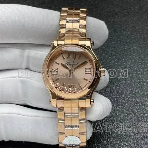 watch YF factory ChopardHAPPY SPORTrose gold plate 2892 mechanical front live photo