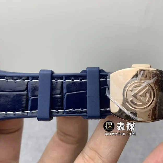 ABF men's Frank Muller watch blue dial gold leather strap model back view