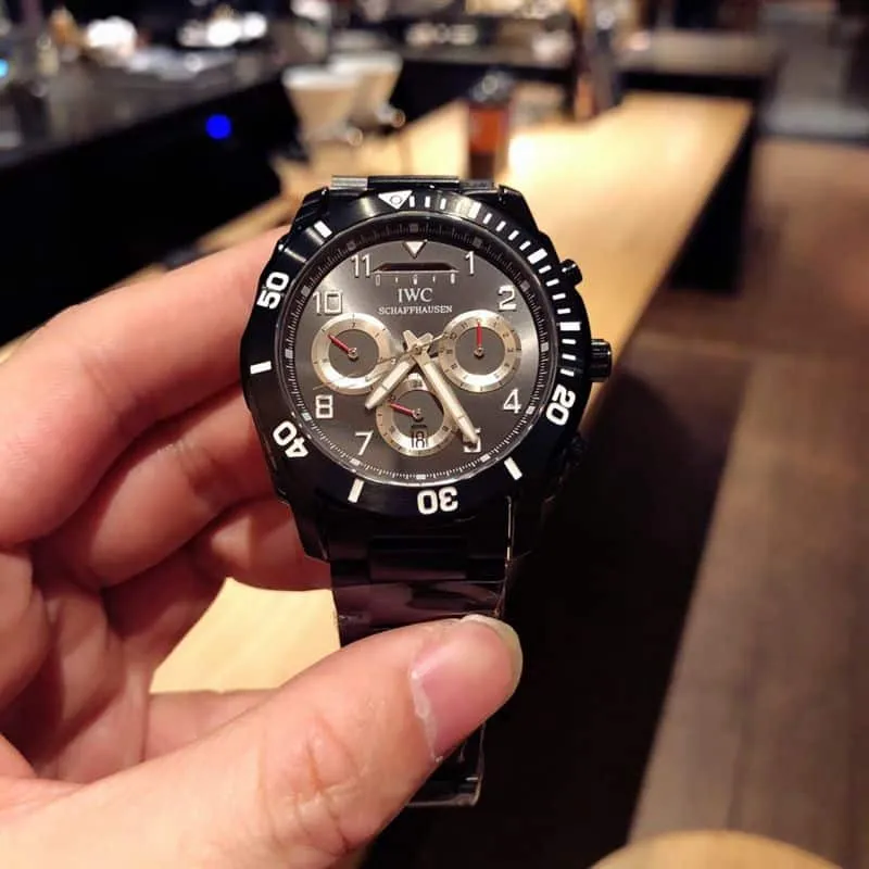 IWC watch IWC kinetic energy reserve display sun, moon and stars Air Force One special forces watch front view