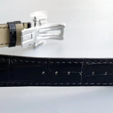 top-tier watch Patek Philippe men's white dial black belt automatic complex function series tourbillonleather strap watch side view