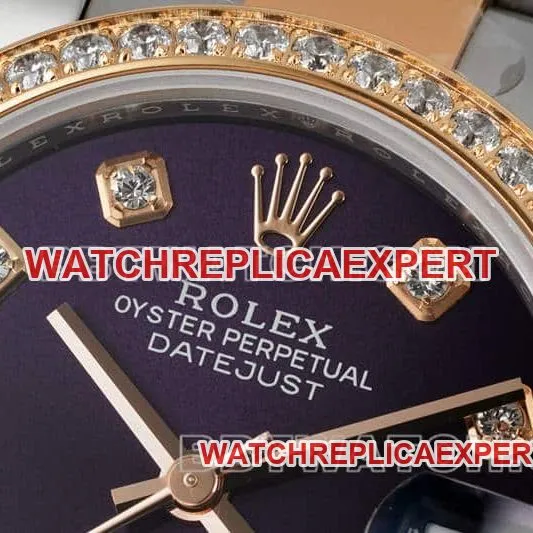 ARF FactoryRolex log 1:1top-tier purple disk diamond bezel31mm gold three-lattice chain link278381braceletlive photos
