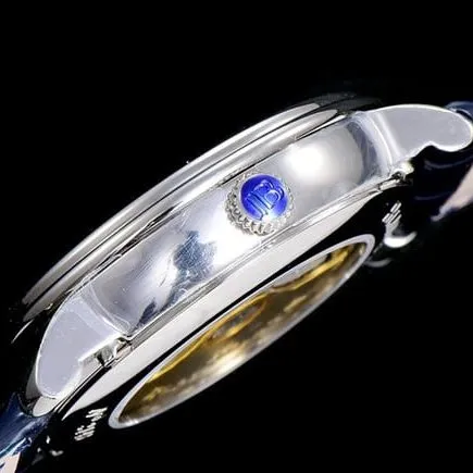 OM Factorytop-tier watch Blancpain automatic movement men's blue dial blue belt villeret classic leather strap watch front view