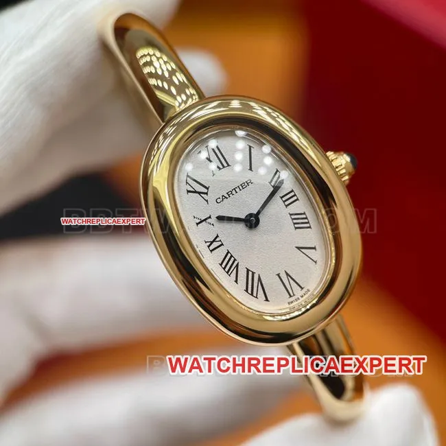watch BBA factory bathtub Cartier white dial gold bezel quartz watch strap real shot