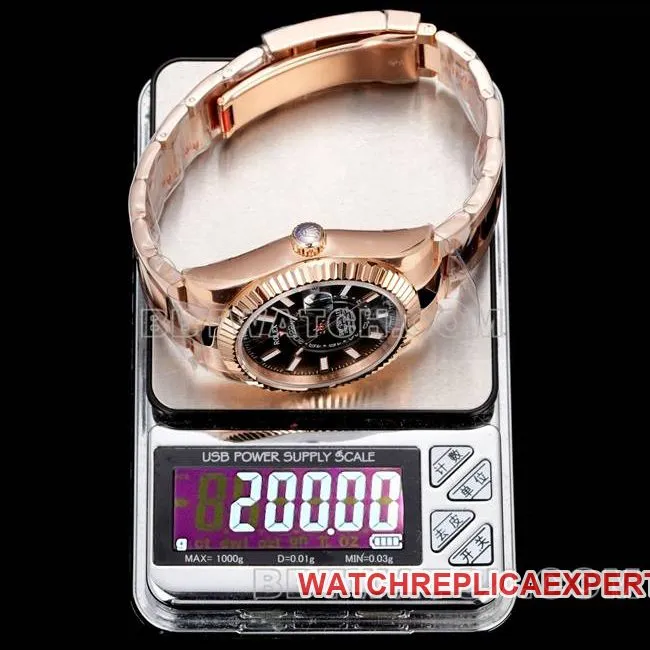 collectible watch RolexAR+ factory pilot black dial mechanical rose goldside live photo