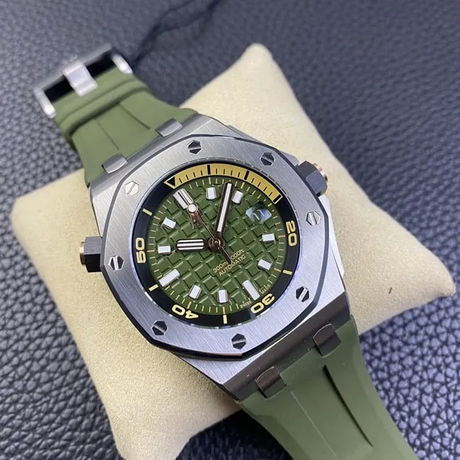 BF factory Audemars Piguettop-tier watch new men's model green dial green strap full automatic movement front view