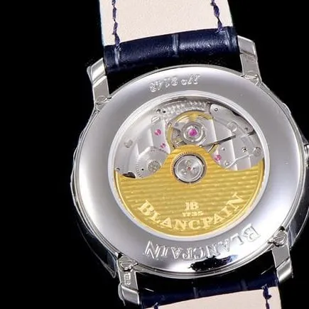 OM Factorytop-tier watch Blancpain automatic movement men's blue dial blue belt villeret classic leather strap watch clasp picture