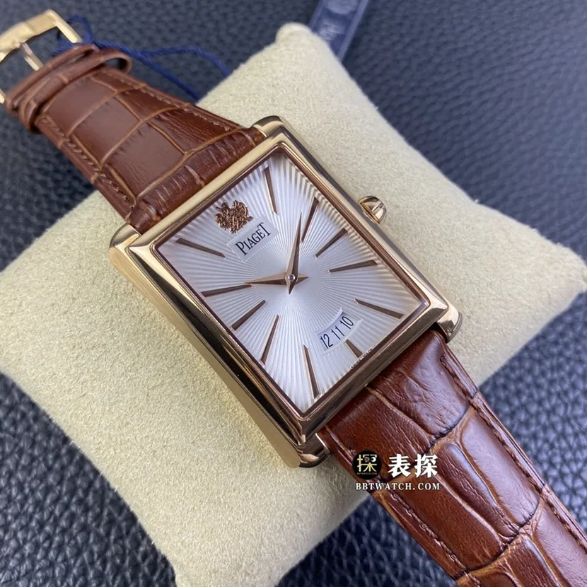 KZ factory Piaget watch men's silver gray plate leather strap model pictures and prices caseback live photo