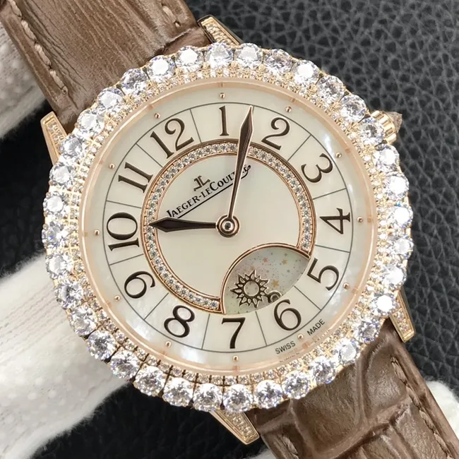 GF Factorytop-tier watch Jaeger-LeCoultre women's white dial brown belt dating series mechanical leather strap watch leather strap picture