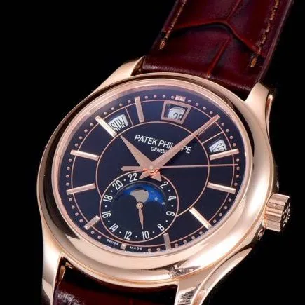 GR factory top-tier watch Patek Philippe5205G-013 rose gold plate blue bottom men's mechanical watch top-tier complex function series version movement picture