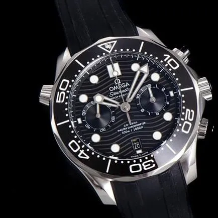 OM Factorytop-tier watch Omega new Seamaster 300m men's black dial black rubber strapchronograph watch movement picture