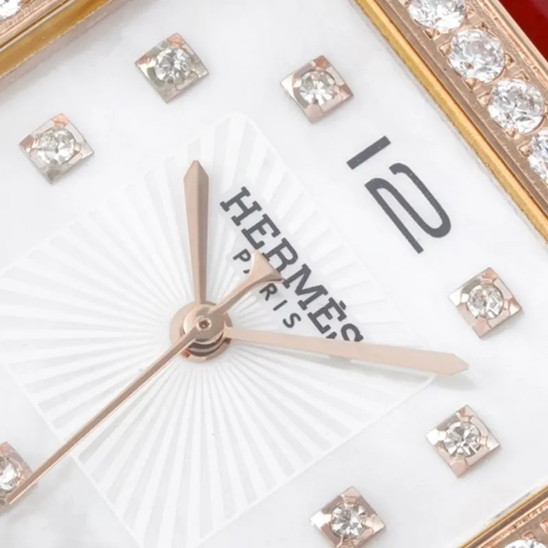 Hermès top-tier watch HeureH three-hand series ladies quartzrose gold watch side view