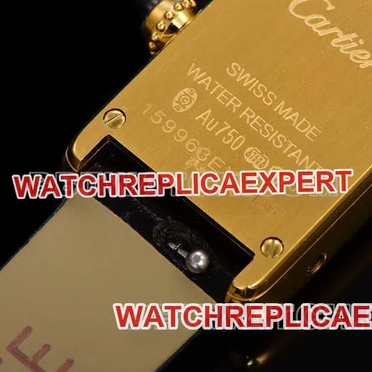 Cartier collectible watch F1 factory tank black dialyellow gold shell leather strap model clasplive photos