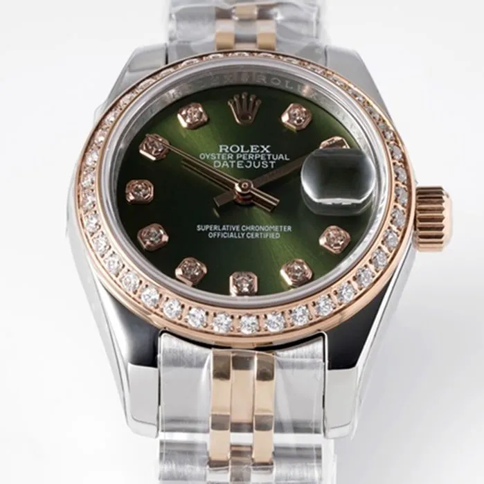 top-tier watch Rolexladies' watchgreen dialDatejuststeel bracelet watch bracelet picture