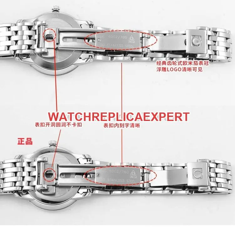 Evaluation of KZ factory Omega De Ville Orbis top-tier replicaladies' watch versus genuine clasp comparison chart