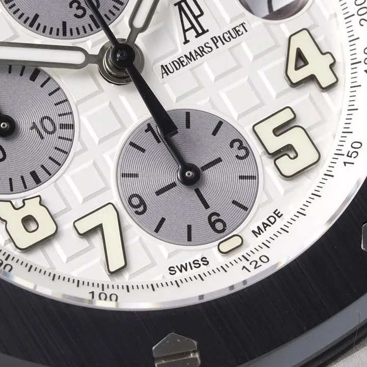 APF factory Audemars Piguet men's Royal Oak offshore top-tier 1:1super watch silver white dial rubber model 25940SK.OO.D002CA.02caseback live photo