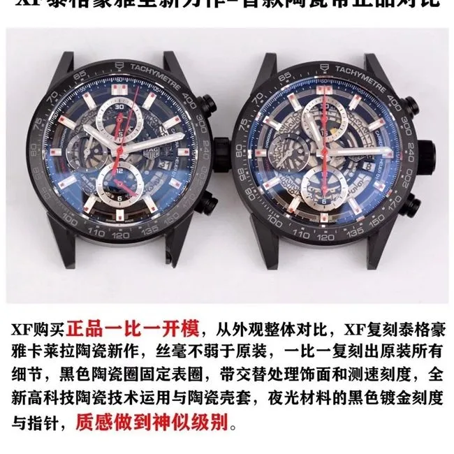 XF TAG Heuer hollow ceramic black knight men's watch genuine and fake comparison evaluation case picture