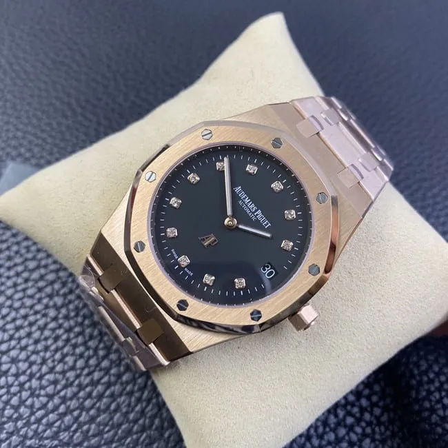 BF factory top-tier watch Audemars Piguet men's black dial gold belt Royal Oak15202 automatic movement watch movement picture