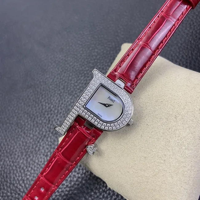 top-tier watch count ladies white dial red strap quartzleather strap watch clasp picture