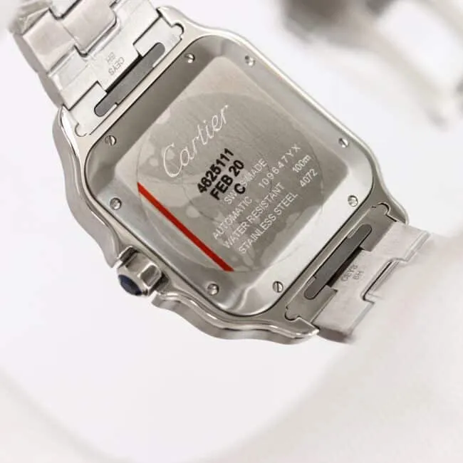 Cartier new GF Santos white steel rubber strap men's watch back cover picture