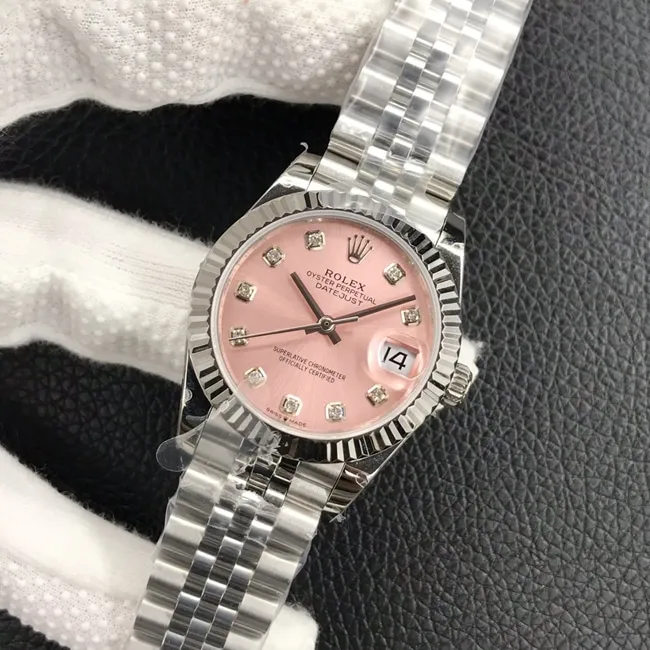 Rolex women's top-tier watch Datejust pink plate steel bracelet 31MM mechanical watch back cover picture
