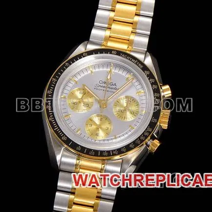 Watch N1 Factory Speedmaster Omegasilver Dial Gold Steel Bracelet Style Clasplive Photos