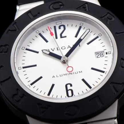 top-tier Bvlgari Steve Aoki white steel co-branded watch front view