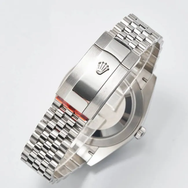 WF factory top-tier replicaRolex41mm log series white dialsteel bracelet watch side view