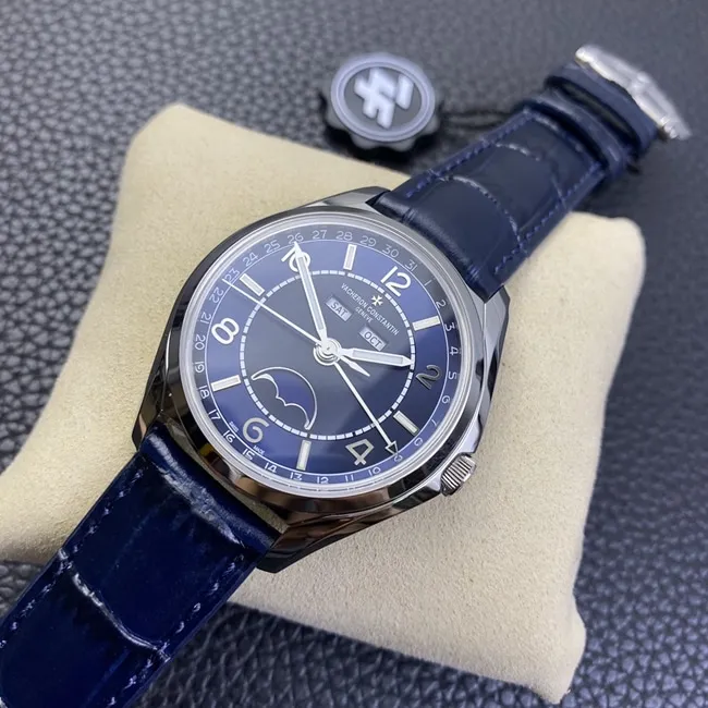 ZF Factory Top Vacheron Constantin Men's Blue Dial Blue Strap FiftySix Series Full Calendar Moon Phase Watch Buckle Image