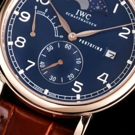 Large factory high-quality replicaTWAIWC Portofino series blue dialIW516409 see-through bottom watch clasp picture